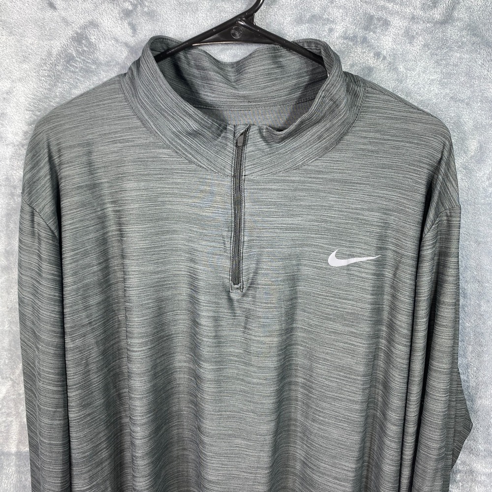 Nike Dri-FIT Sweatshirt Men 2XL Gray Long Sleeve Run Active Mock Neck 1/4 Zip
